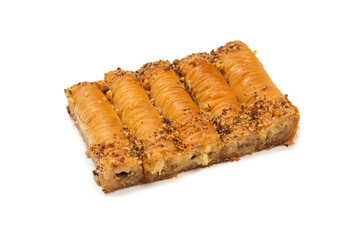 Delicious sweet baklava isolated on white background.