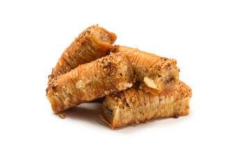 Delicious sweet baklava isolated on white background.