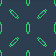 Line Rolling pin icon isolated seamless pattern on blue background. Vector