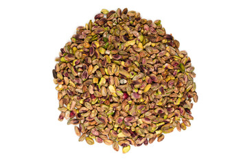 Peeled tasty pistachios as a background.