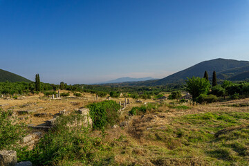 Fototapeta na wymiar Ruins in the Ancient Messene in Peloponnese, Greece. 
