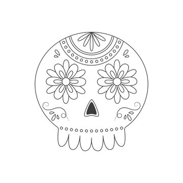 Traditional sugar Mexican skull. Day of the dead skull. Vector illustration isolated on white background