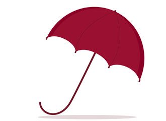 Illustration of a dark red umbrella on a white background