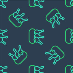 Line Bunch of keys icon isolated seamless pattern on blue background. Vector