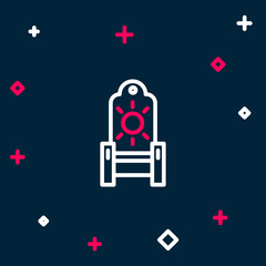 Line Medieval throne icon isolated on blue background. Colorful outline concept. Vector