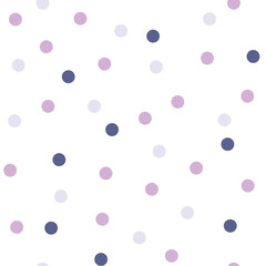 Abstract seamless pattern in polka dot style. Cute round pink and blue dots on a white background. Endless texture. Geometric print for textile, fabric, wrapping. 