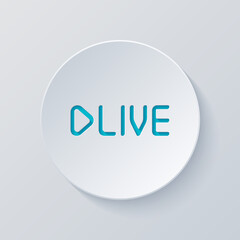 Live stream, broadcasting, online video. Cut circle with gray and blue layers. Paper style