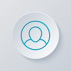 Simple user avatar, admin or member, business icon. Cut circle with gray and blue layers. Paper style