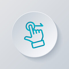 Swipe action by finger, simple icon. Cut circle with gray and blue layers. Paper style