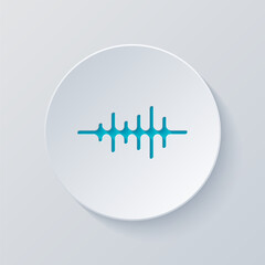 Sound wave, simple icon. Cut circle with gray and blue layers. Paper style
