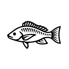 Snapper fish icon. Black line vector isolated icon on white background. Best for menus of restaurants, cafes, bars and food courts.