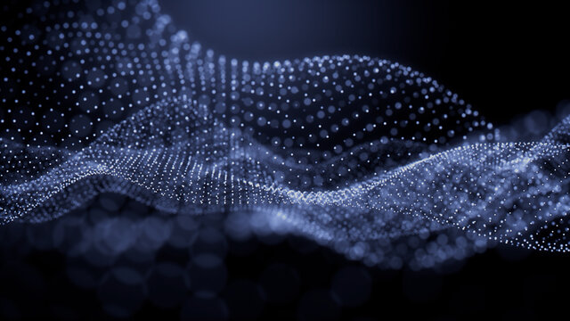 Smart Grid and Communication Concept. Blue, Futuristic Digital Style. 3D Render.