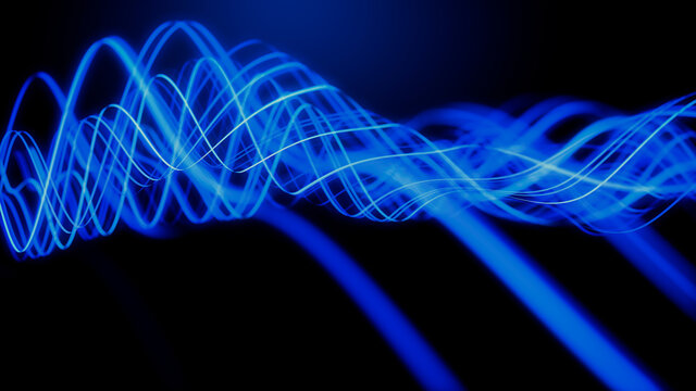 Data Transfer Concept. Blue, Futuristic Digital Style. 3D Render.
