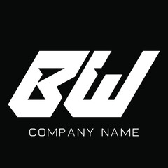 BW B W Letter  Logo Design Template Vector. 
