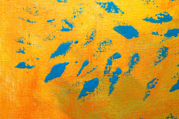 creative background, a spot of  colored primer rubbed on the surface of a linen canvas, temporary...