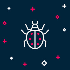 Line Mite icon isolated on blue background. Colorful outline concept. Vector