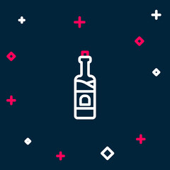 Line Bottle of wine icon isolated on blue background. Colorful outline concept. Vector