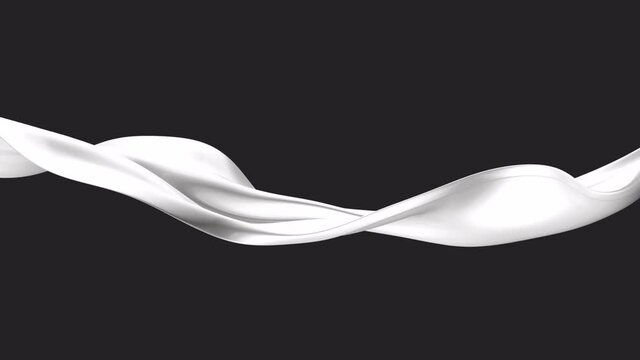 White silk ribbon waving alpha background 