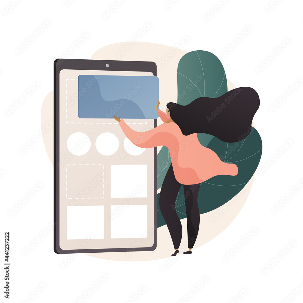 Poster web application design abstract concept vector illustration.