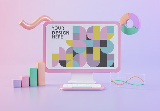 Pink Computer and Graphics Mockup