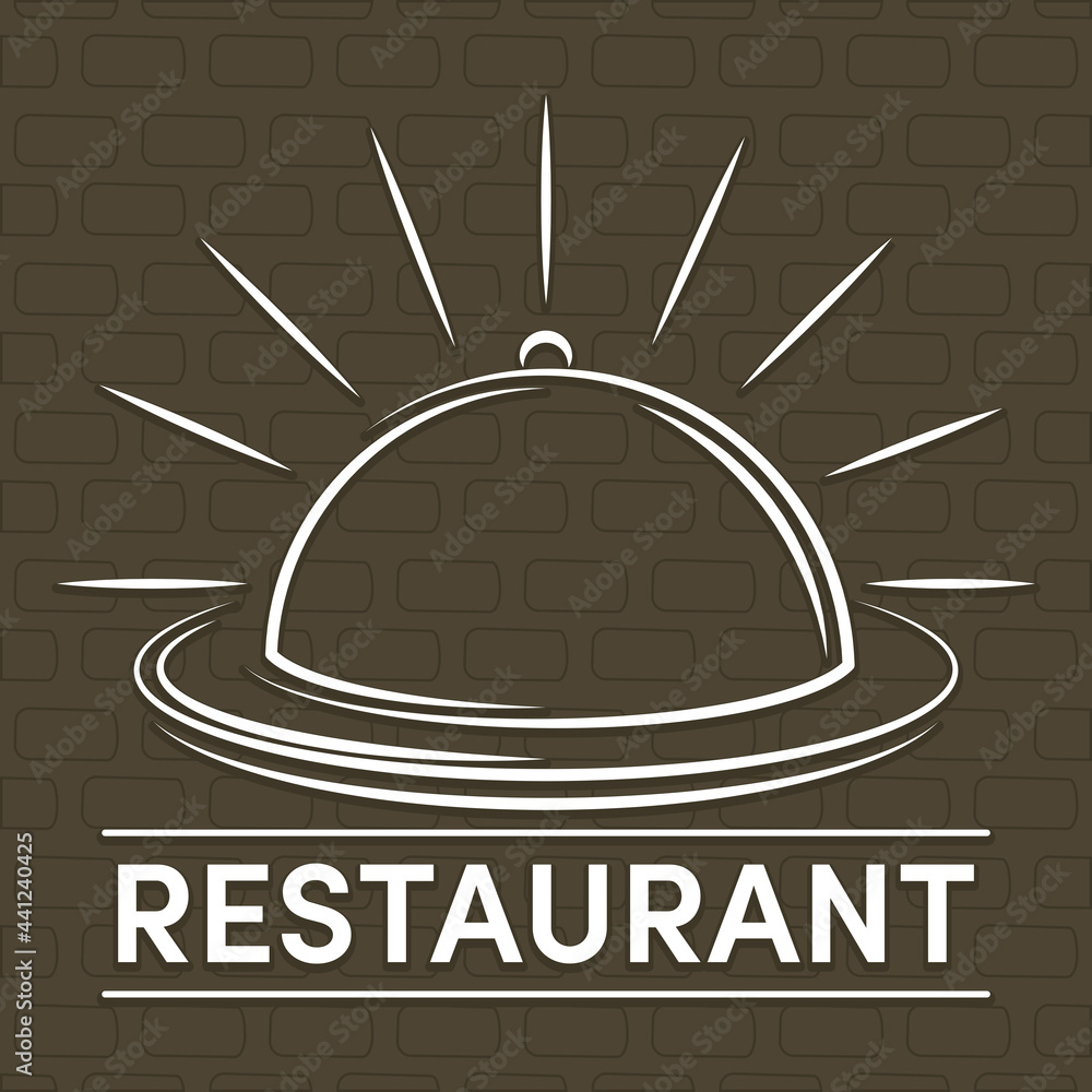 Wall mural restaurant banner with platter