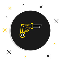 Line Vintage pistols icon isolated on white background. Ancient weapon. Colorful outline concept. Vector