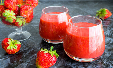 Fresh strawberry drink. Image with selective focus