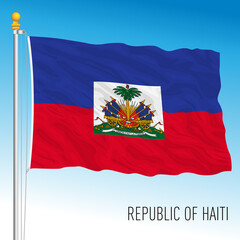 Haiti official national flag, central american country, vector illustration 