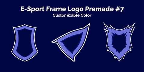 three set Esport shield frame Logo premade, customizable color © Hisyam H Fuadi