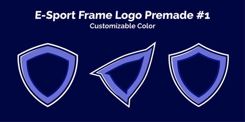 three set Esport shield frame Logo premade, customizable color