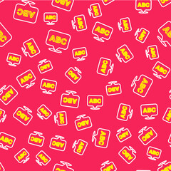 Line Alphabet icon isolated seamless pattern on red background. Vector