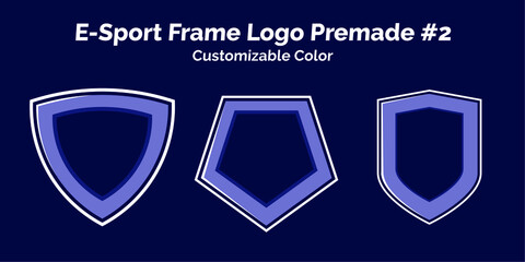 three set Esport shield frame Logo premade, customizable color © Hisyam H Fuadi