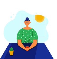 woman drinking coffe in the morning