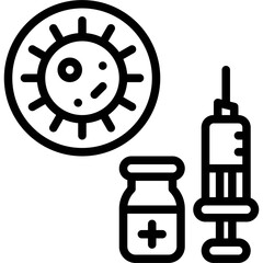 Virus and Vaccine icon, Vaccine Development related vector