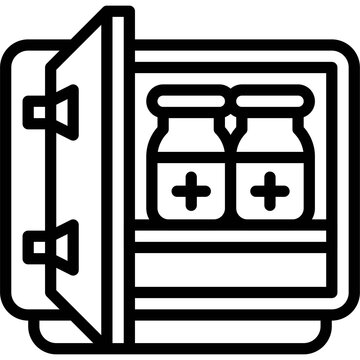 Vaccine Refrigerator Icon, Vaccine Development Related Vector