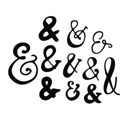 Ampersand. Hand drawn illustration. AND sign