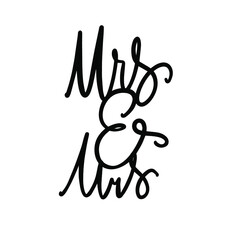 MRS and mrs. Gay wedding illustration. AND sign