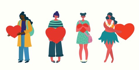 All you need is love. People with hearts as love massages.