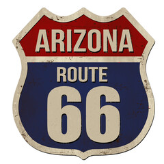 Arizona, Route 66 vintage rusty metal sign - obrazy, fototapety, plakaty