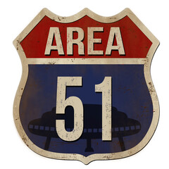 Area 51 vintage rusty metal sign - obrazy, fototapety, plakaty