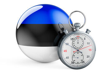 Stopwatch with flag of Estonia, 3D rendering