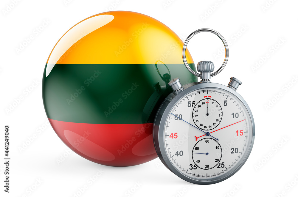 Poster stopwatch with flag of lithuania, 3d rendering