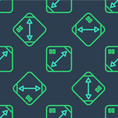 Line Diagonal measuring icon isolated seamless pattern on blue background. Vector