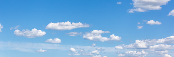 Fototapeta premium blue clear sky with white clouds wide panorama view