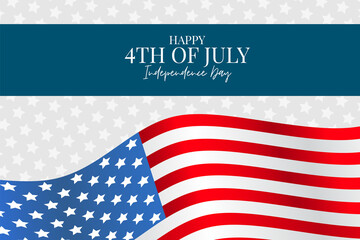 Happy 4th of July. USA independence day greeting card with American flag and lettering. Vector illustration.