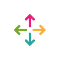 four colorful arrows point out from the center. Expand Arrows icon.