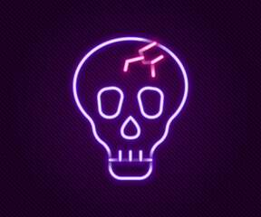 Glowing neon line Skull icon isolated on black background. Happy Halloween party. Colorful outline concept. Vector