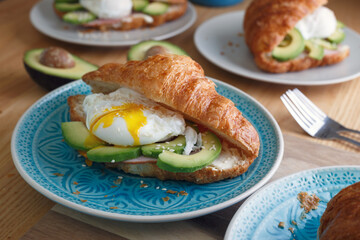 croissants and poached eggs 