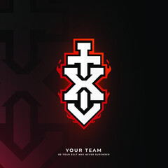 Obraz premium Initial X logo design with sword, Logo for game, esport, initial gaming, community or business.