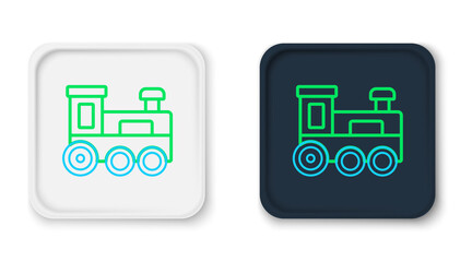 Fototapeta premium Line Toy train icon isolated on white background. Colorful outline concept. Vector